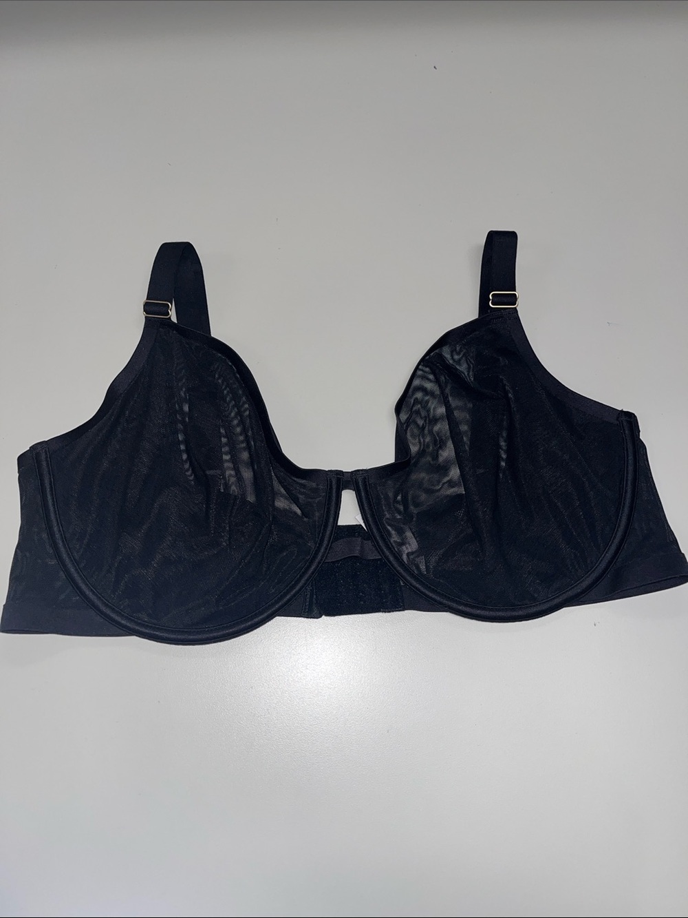 Auden Black Sheer Mesh Underwire Full Coverage Bra 38DD
